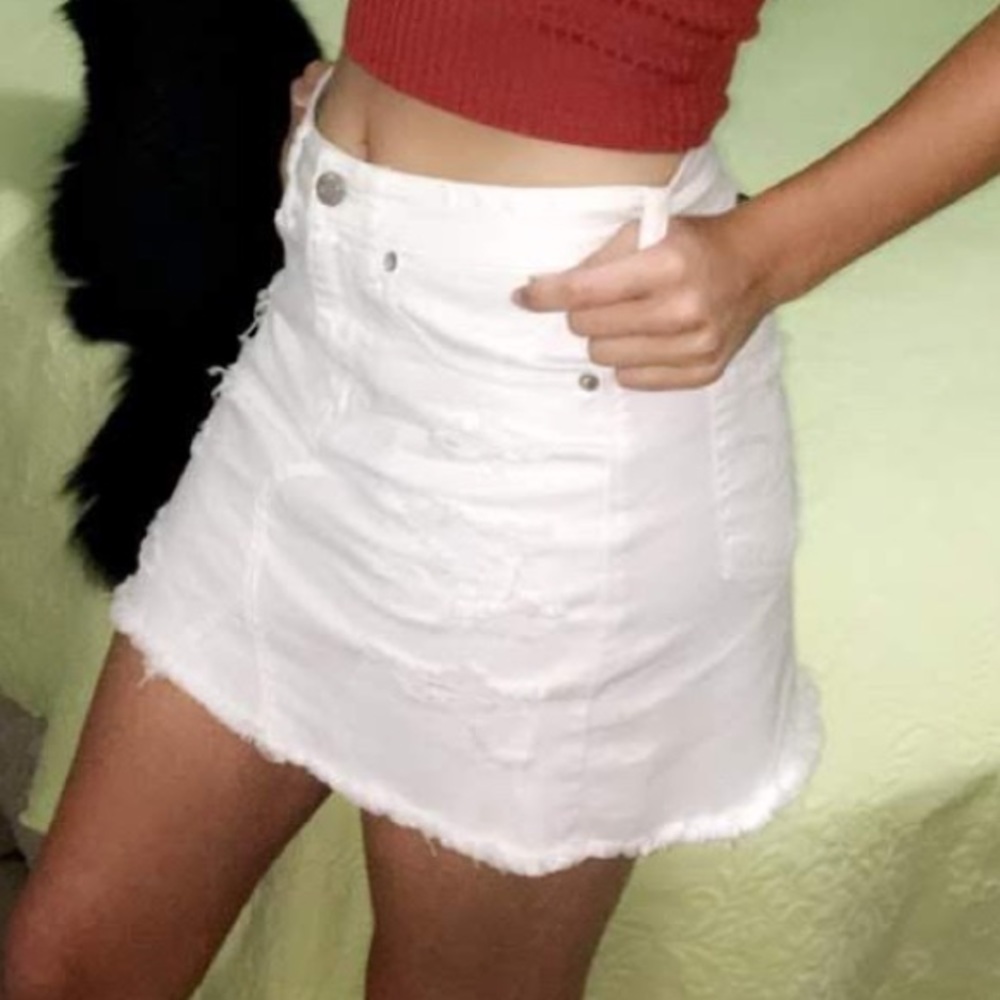 White jean skirt